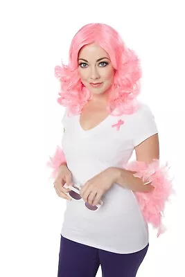 Fight Cancer Pink And Feathered Adult Costume Wig  • $17.88