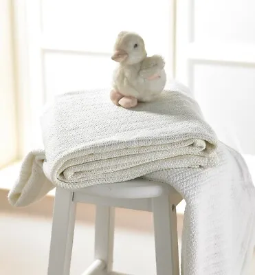 £6.99 • Buy Cellular Baby Blanket 100% Cotton Traditional Pram And Cot Size White & Cream