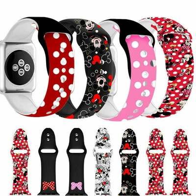 $10.99 • Buy Disney Mickey Mouse Minnie Band For Apple Watch Series 6 5 4 3 2 Silicone Strap