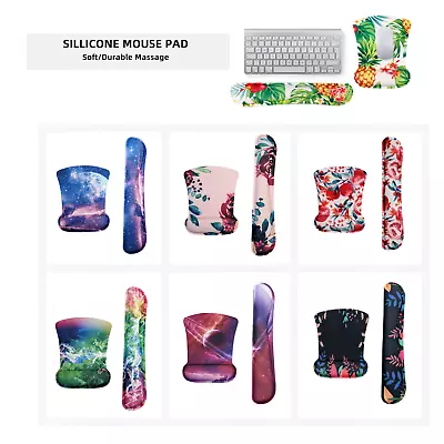 £6.49 • Buy Mouse & Keyboard Wrist Rest Pad Set Non-Slip W/ Silicone Base Flowers Space Mats