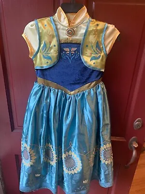 Disney Store Anna Dress Up Frozen Fever Princess Elsa Halloween Costume 7/8 • $21.50