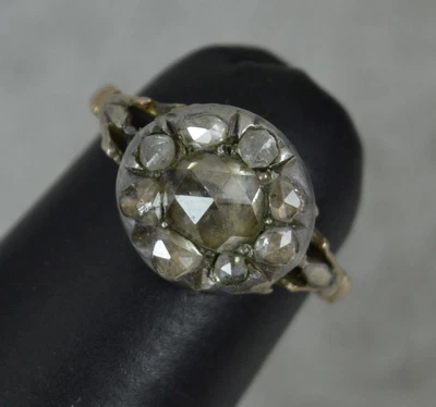 £1825 • Buy Early Georgian Foiled Rose Cut Diamond And 15ct Gold Cluster Ring