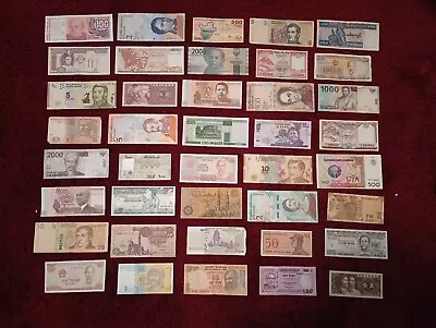 Circulated Lot Of 40 Foreign Banknotes World Paper Money Collectible Currency • $19