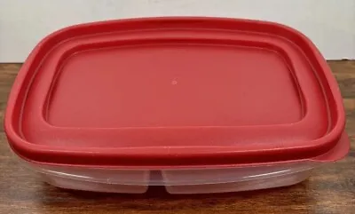Rubbermaid Red Top Storage Container Square Almond Lid 5 Cups 1.2 L USA Vintage • $7.50