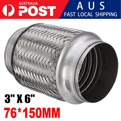 3  INCH ID X 6  INCH Long Stainless Steel Exhaust Flex Joint Tube Pipe Braided • $21.55