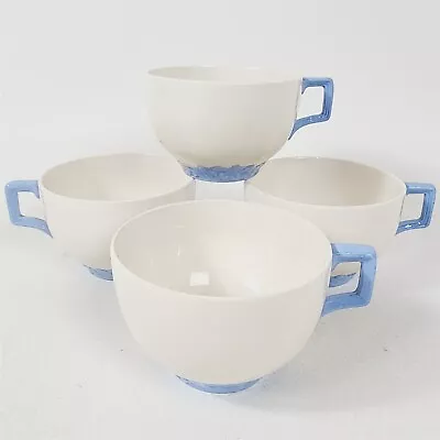 4 Vintage Johnson Bros English Oak White Blue Trim Tea Cups • $39.95