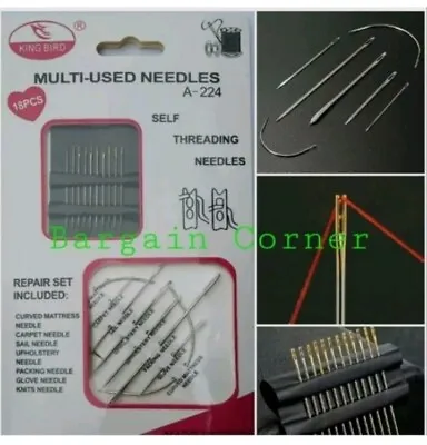 Sewing Needles Straight Curved Mattress Carpet Upholstery Packing Needle 18 Pcs • £3.98