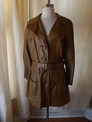 Amazing Vtg 1960s 70s BUTTERY SUPPLE LEATHER SHORT SPY JACKET M Retro Mod Cool  • $149.99