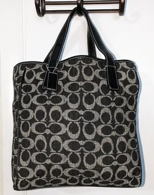 Coach Vintage Monogram Wool Tote With Black Leather Trim • $69