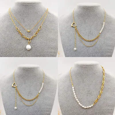 Baroque Pearl Pendant Necklace Layer Choker Sweater Chain Collar Fashion Jewelry • $10.40