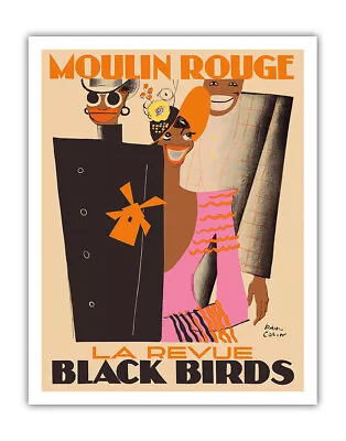 Moulin Rouge Paris France - La Revue Black Birds - Vintage Cabaret Poster 1929 • $14.98