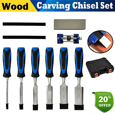 £37.06 • Buy 10Pc Wood Carving Chisel Set Sharpening Stone Honing Guide Carpentry Tool + Case