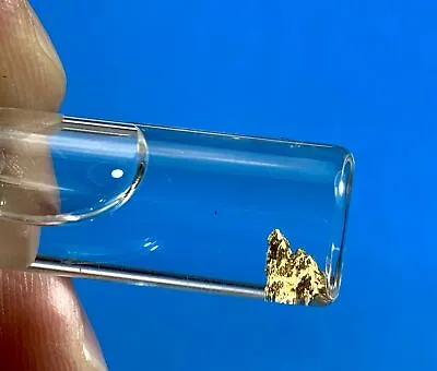 Alaskan-Yukon BC Gold Rush Natural Gold Nugget 0.10 Grams Genuine  In Bottle  • $15.05