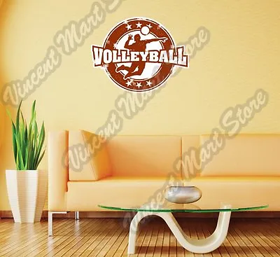 Volleyball Ball Beach Sand Grunge Stamp Wall Sticker Room Interior Decor 25 X22  • $19.99