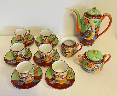 Genuine Samurai China Japanese Hand Painted Tea Set 6 Place Set Milk Jug Sugar • £25