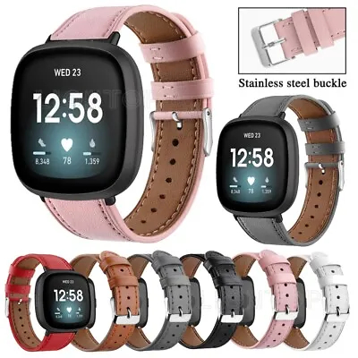 Genuine Leather Watch Band Strap Buckle Wirstbands For Fitbit Versa 1 2 /Lite • $18.99