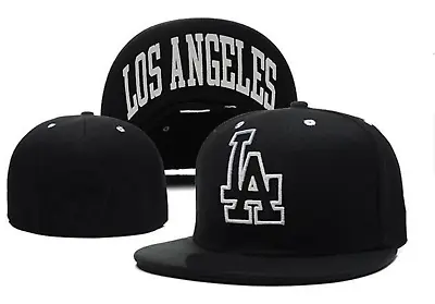 NEW 2023 LA Dodgers Fitted Hat Black With White Outline Logo Different Sizes • $15.99