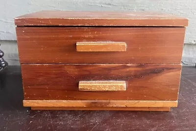 Wooden 2 Drawer Mini Chest Dresser Jewelry Box Handmade Vintage MCM • $26.99