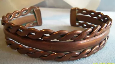 Vintage Solid Copper Weave Designed Cuff Bracelet Estate Jewelry • $75.50