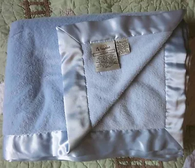 My Blankee Blue Plush W Satin Edge Baby Boy Blanket Lovey LARGE EUC • $72.24