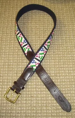 Vineyard Vines Belt Kentucky Derby - Geometric Pattern -Leather & Fabric-   32” • $12.25