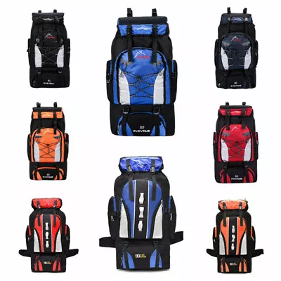 80L/100L Outdoor Hiking Backpack Camping Rucksack Waterproof Shoulder Travel Bag • $18.91