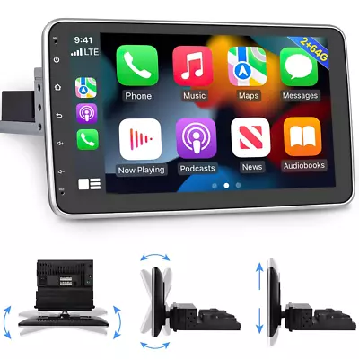 Carplay 10.1  Android 13 Rotatable TouchScreen GPS Navi Car Stereo Radio 2+64GB • £96.99