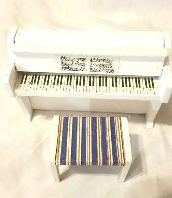 Vintage Dollhouse Miniature White Piano And Bench • $9.90
