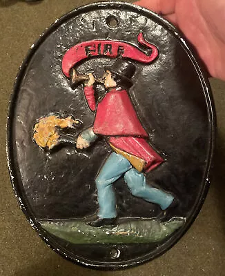 Vintage Fire Firefighter Cast Plaque Sign Fire 11 X9  Hand Painted. • $14.99
