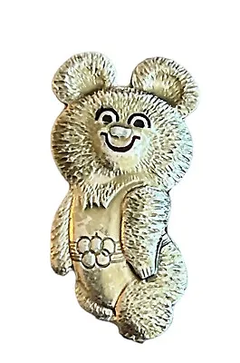 1980 Moscow Misha Bear Silver Tone Olympic Pin • $15.10