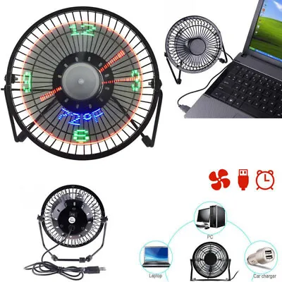 $27.99 • Buy 4 Inch LED USB Clock Fan Portable Desktop Cooling Fan With Real Time Temperature