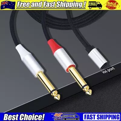 Male To Dual 6.35mm Audio Cable 1/4in Adapter Cable Y Splitter(For Lightning 2M) • $16.93