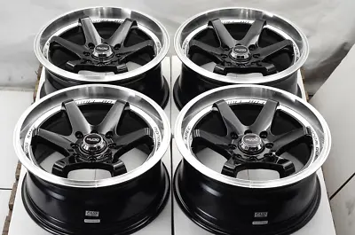 Kudo Racing Disturb 15x7 4x100 4x114.3 Black W/Polish Lip Wheels Rims Civic (4) • $669