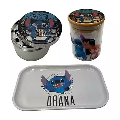 Stitch Lilo Cartoon Herb Grinder Stash Jar Rolling Tray Set • $35