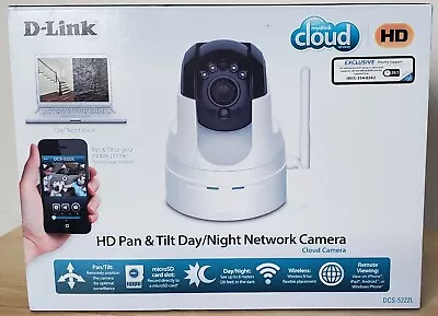 D-LINK DCS-5222L HD Pan & Tilt Wi-Fi Camera Night Vision Wireless Audio Micro SD • $10