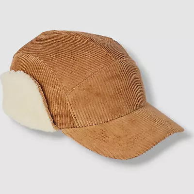 $151 Paul Smith Men's Beige Fleece Lined Corduroy Shearling Cap Hat Size L • $47.98