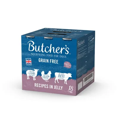 Butcher's Wet Dog Food Can Meaty Grain Free Recipes  Lamb Chicken Beef 18x400g • £21.94