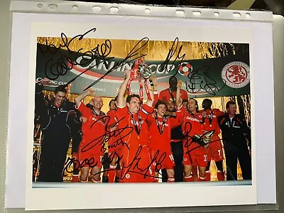 Middlesbrough FC Photo 2004 Carling Cup Winners Signed By 9 Players. • £25