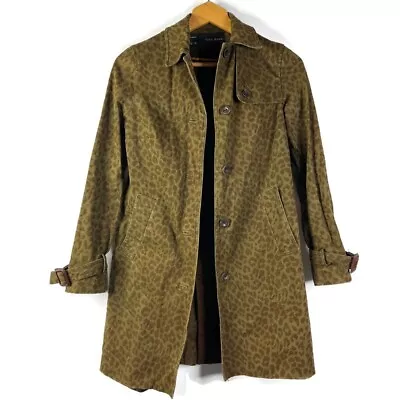 $35.98 • Buy ZARA Basics Womens Green Brown Glen Military Trench Coat Leopard Print XS