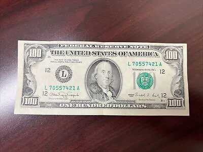 Series 1990 US One Hundred Dollar Bill $100 San Francisco ~ L 70557421 A • $134.66