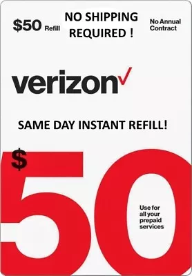 $50 VERIZON PREPAID 🔥 FAST 🔥 DIRECT! GET IT TODAY! 🔥 25yr USA TRUSTED DEALER • $54.75