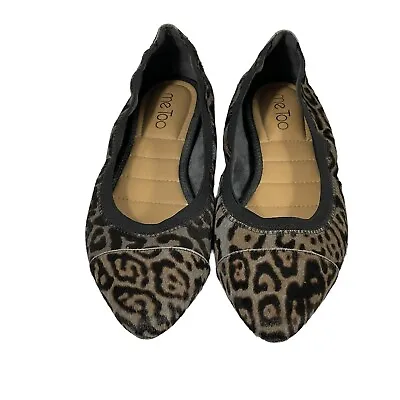 Me Too Arianna Animal Print Calf Hair Pointed Toe Slip On Ballet Flat Sz 8.5 • $29.97