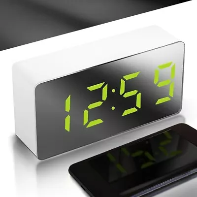 $15.49 • Buy Mirror LED Alarm Clock Night Light Thermometer Digital Clock With USB·Charging·