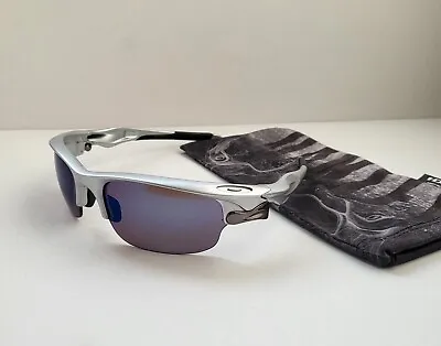 Oakley Custom Fast Jacket Silver / Blue Iridium POLARIZED Sunglasses Racing Wind • $149