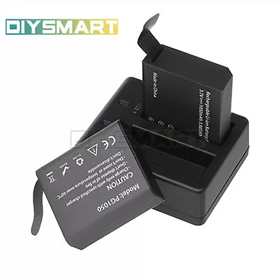 1Set PG1050 Rechargable Camera Dual Battery+Charger Eken V8s H8 H9 H8R H9R AU • $12.82