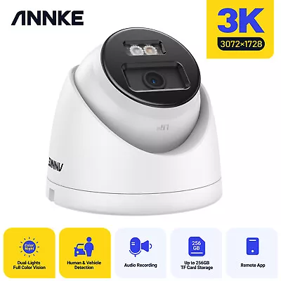 ANNKE 3K 5MP Security POE IP Camera Audio In Color Night Vision IP67 Dual Lights • £40.99