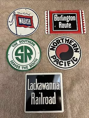 Vintage 1950's Post Cereal Railroad Train RR Tin Metal Emblems Signs Lot Of 6 • $21.99