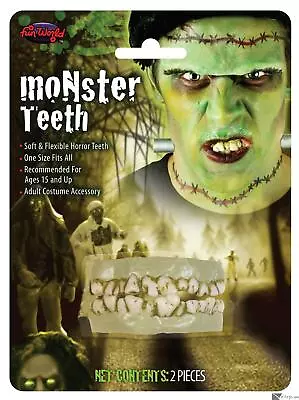 Fun World Halloween Zombie Monster Decay 2pc False Teeth Green White One-Size • $6.26
