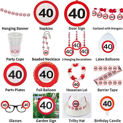 £4.49 • Buy 40th Birthday Traffic Signs Theme - Partyware Complete Selection