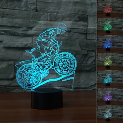 MTB 3D Mountain Bike Night Light 7 Color Change LED Table Lamp Wedding Xmas • $22.47
